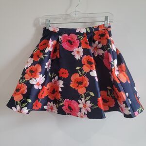 Womens Mini Skirt Flare Size 1 Floral Colorful Twee Feminine